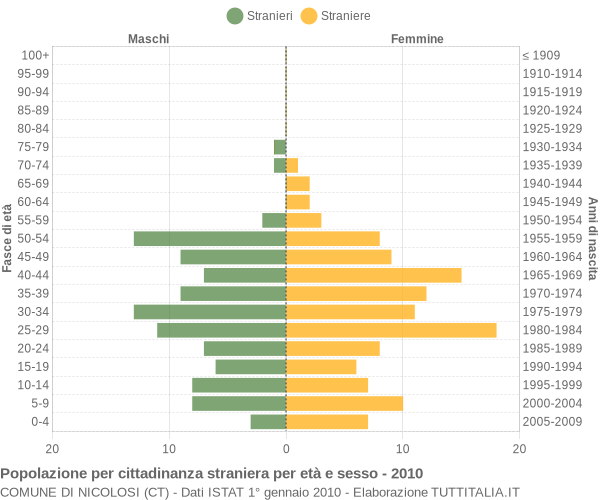 Grafico cittadini stranieri - Nicolosi 2010