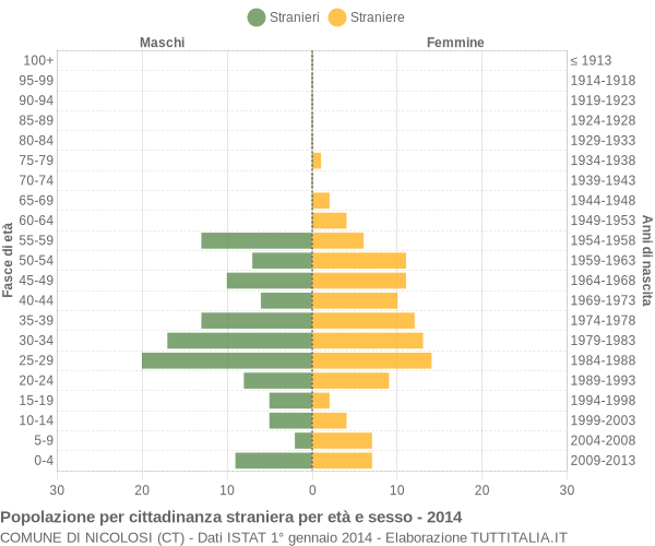 Grafico cittadini stranieri - Nicolosi 2014