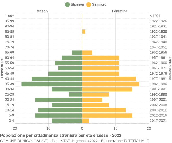 Grafico cittadini stranieri - Nicolosi 2022