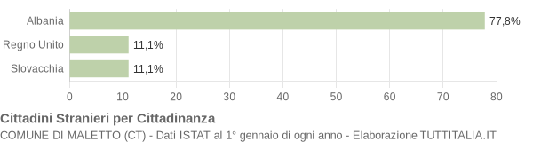 Grafico cittadinanza stranieri - Maletto 2005