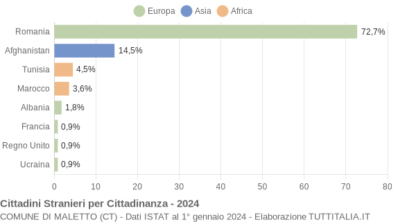 Grafico cittadinanza stranieri - Maletto 2024