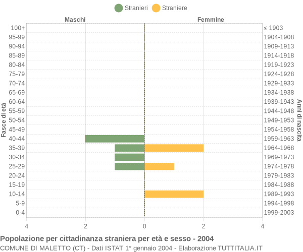 Grafico cittadini stranieri - Maletto 2004