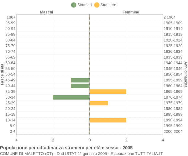 Grafico cittadini stranieri - Maletto 2005