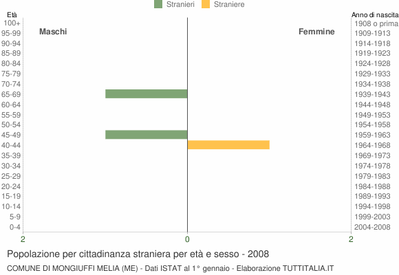 Grafico cittadini stranieri - Mongiuffi Melia 2008