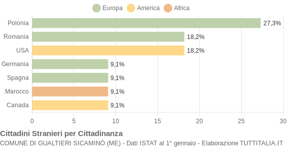 Grafico cittadinanza stranieri - Gualtieri Sicaminò 2006