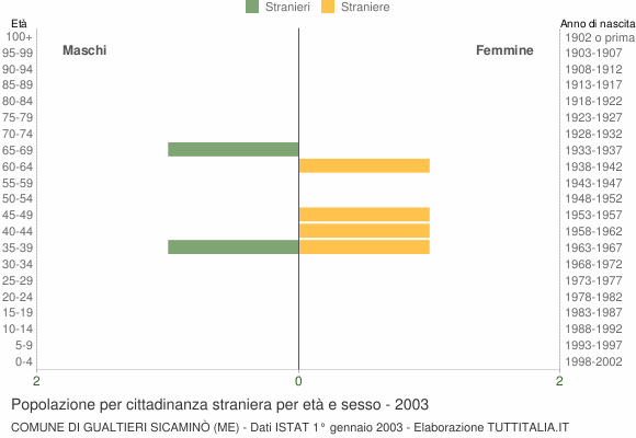 Grafico cittadini stranieri - Gualtieri Sicaminò 2003