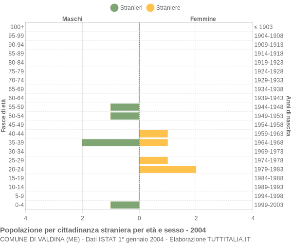 Grafico cittadini stranieri - Valdina 2004