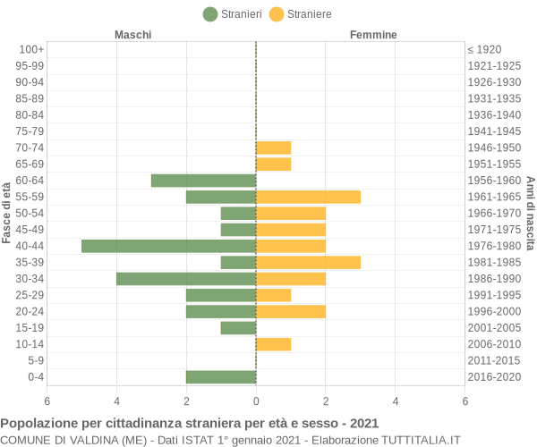 Grafico cittadini stranieri - Valdina 2021