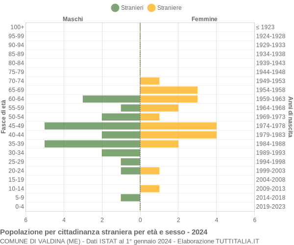 Grafico cittadini stranieri - Valdina 2024