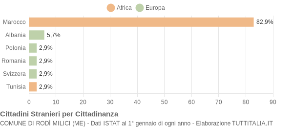 Grafico cittadinanza stranieri - Rodì Milici 2004