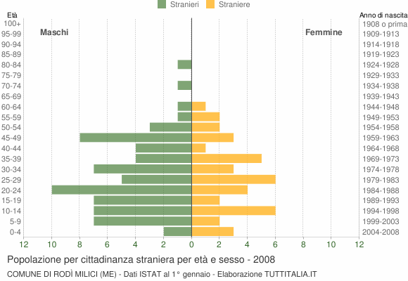 Grafico cittadini stranieri - Rodì Milici 2008