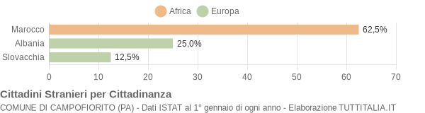 Grafico cittadinanza stranieri - Campofiorito 2006