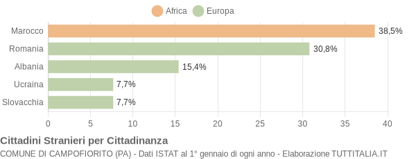 Grafico cittadinanza stranieri - Campofiorito 2010