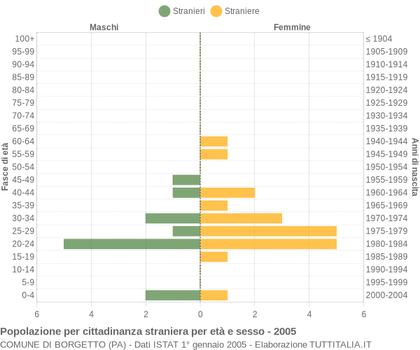 Grafico cittadini stranieri - Borgetto 2005