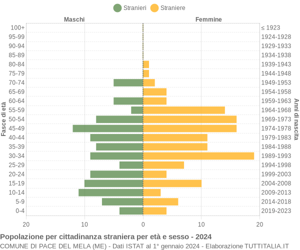 Grafico cittadini stranieri - Pace del Mela 2024