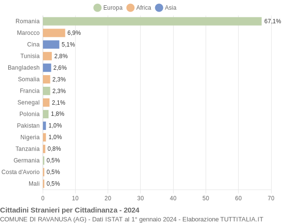 Grafico cittadinanza stranieri - Ravanusa 2024