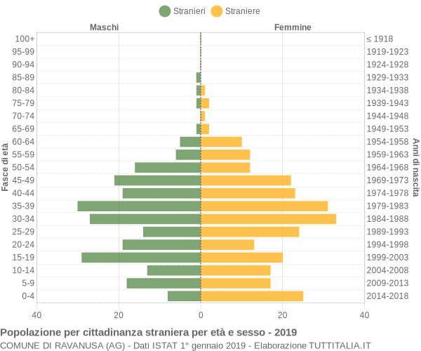 Grafico cittadini stranieri - Ravanusa 2019