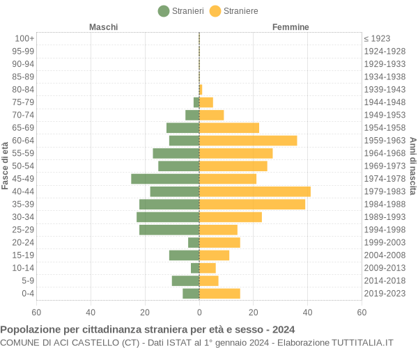 Grafico cittadini stranieri - Aci Castello 2024