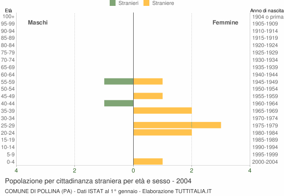 Grafico cittadini stranieri - Pollina 2004