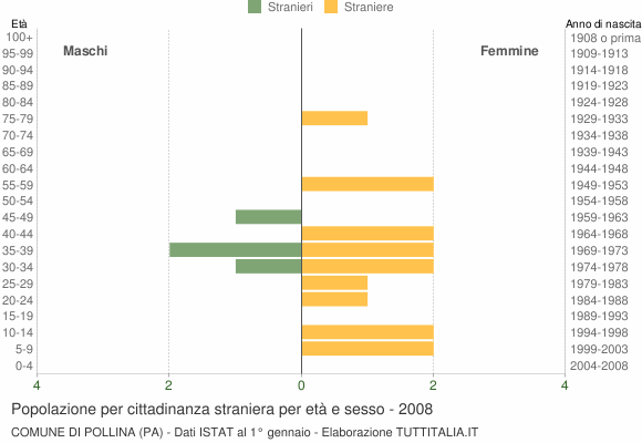 Grafico cittadini stranieri - Pollina 2008