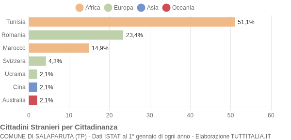 Grafico cittadinanza stranieri - Salaparuta 2011