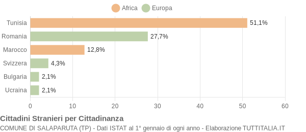 Grafico cittadinanza stranieri - Salaparuta 2013