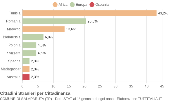 Grafico cittadinanza stranieri - Salaparuta 2016