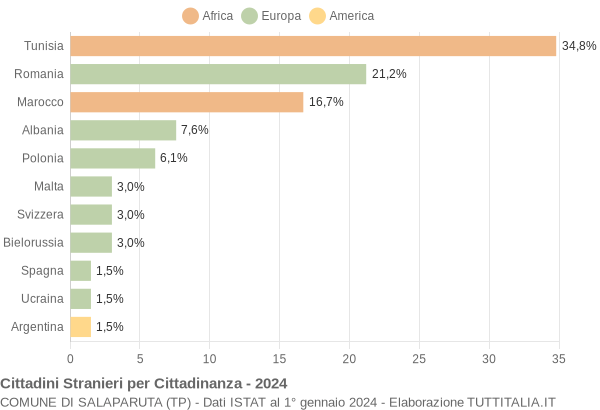 Grafico cittadinanza stranieri - Salaparuta 2024