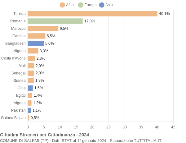 Grafico cittadinanza stranieri - Salemi 2024