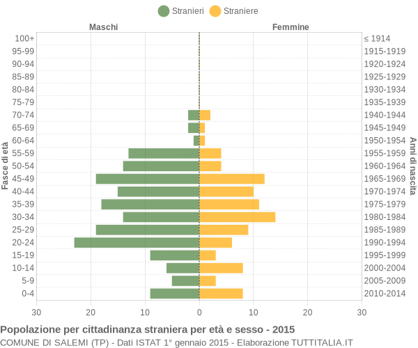 Grafico cittadini stranieri - Salemi 2015