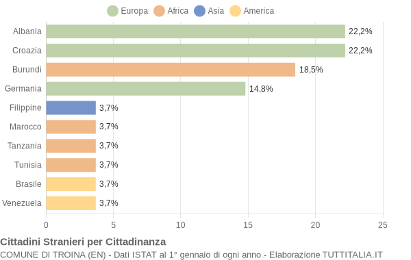 Grafico cittadinanza stranieri - Troina 2004