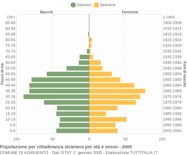 Grafico cittadini stranieri - Agrigento 2005