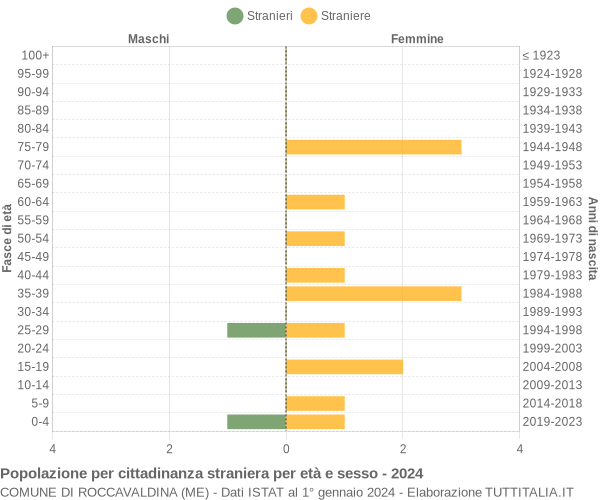 Grafico cittadini stranieri - Roccavaldina 2024