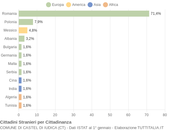 Grafico cittadinanza stranieri - Castel di Iudica 2019