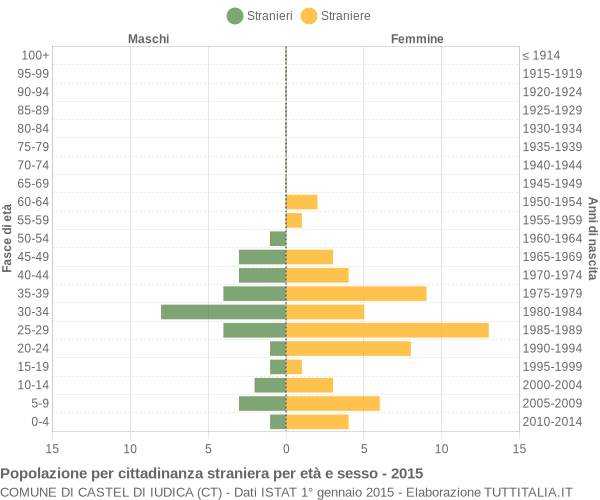 Grafico cittadini stranieri - Castel di Iudica 2015