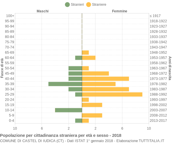 Grafico cittadini stranieri - Castel di Iudica 2018