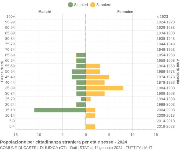 Grafico cittadini stranieri - Castel di Iudica 2024