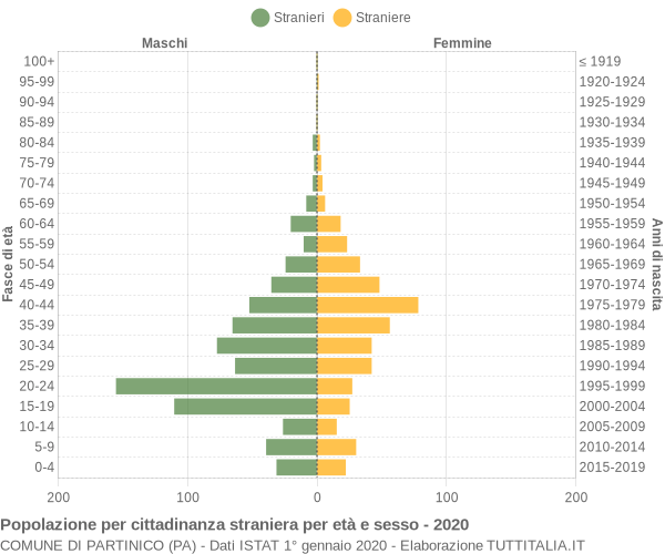 Grafico cittadini stranieri - Partinico 2020