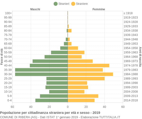 Grafico cittadini stranieri - Ribera 2019