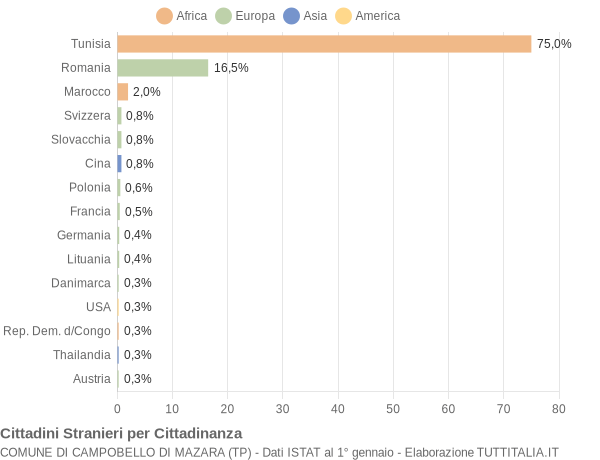 Grafico cittadinanza stranieri - Campobello di Mazara 2014