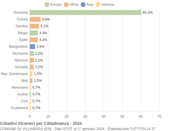 Grafico cittadinanza stranieri - Villarosa 2024