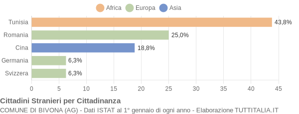 Grafico cittadinanza stranieri - Bivona 2005