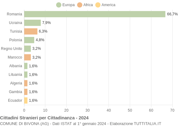 Grafico cittadinanza stranieri - Bivona 2024