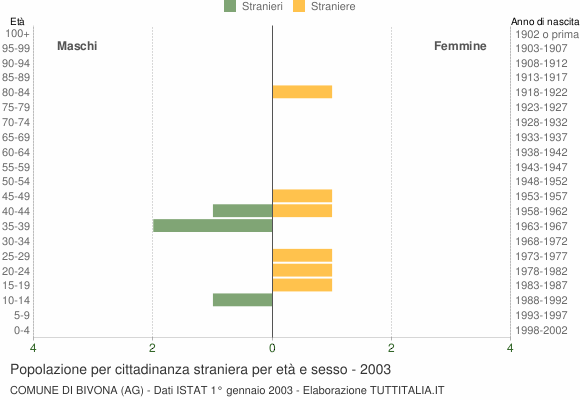 Grafico cittadini stranieri - Bivona 2003