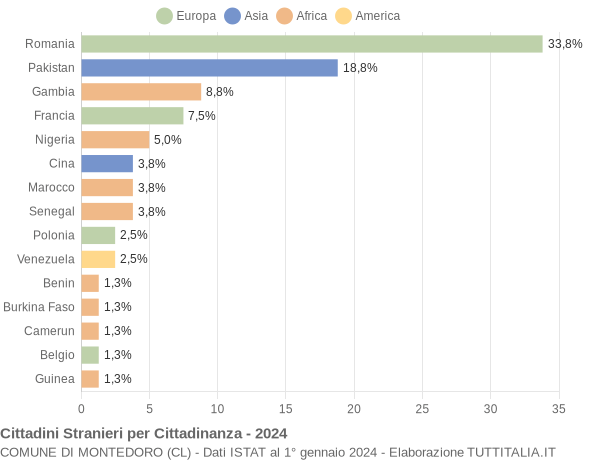 Grafico cittadinanza stranieri - Montedoro 2024