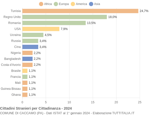 Grafico cittadinanza stranieri - Caccamo 2024