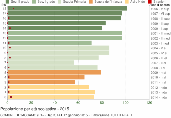 Grafico Popolazione in età scolastica - Caccamo 2015