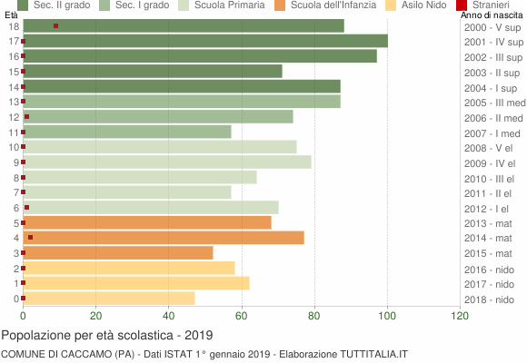 Grafico Popolazione in età scolastica - Caccamo 2019