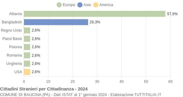 Grafico cittadinanza stranieri - Baucina 2024