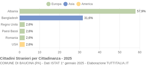 Grafico cittadinanza stranieri - Baucina 2025